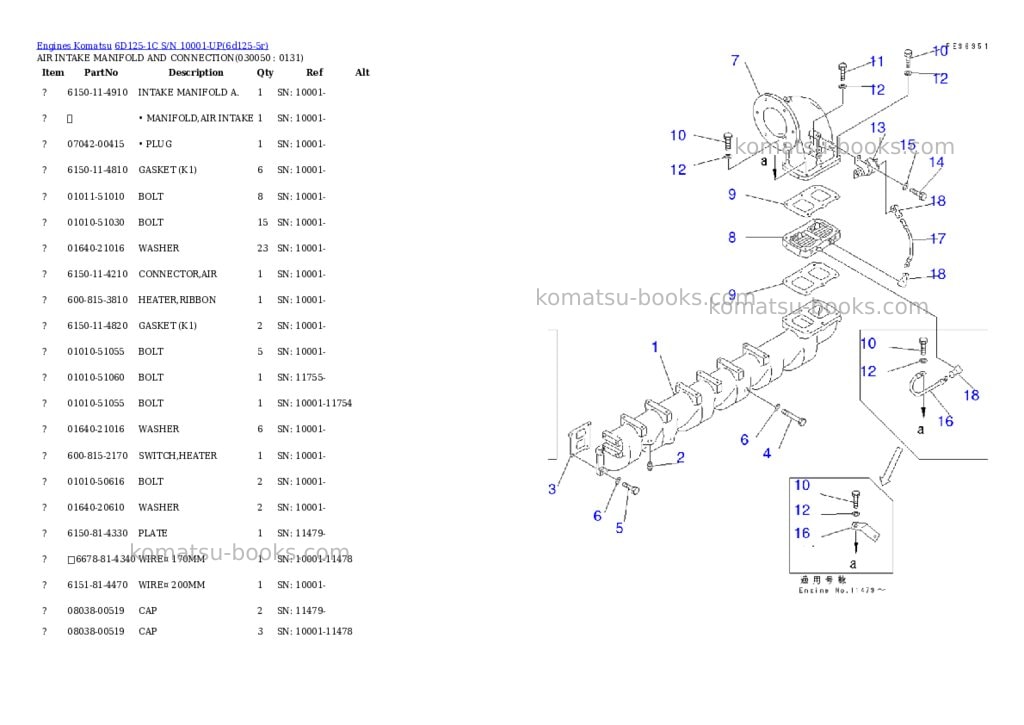Komatsu 6D125-1C S/N 10001-UP Parts catalog cover Page 4 Komatsu 6D125-1C S/N 10001-UP Parts catalog cover Page 4