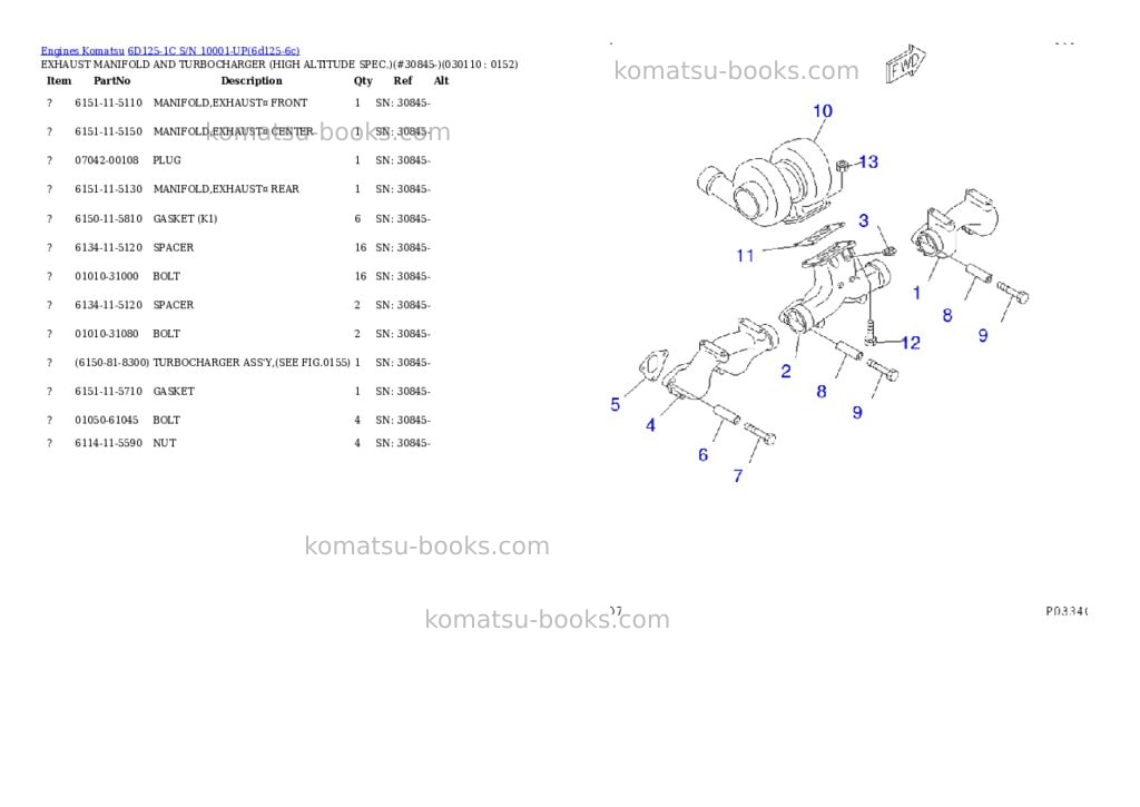 Komatsu 6d125-1c s/n 10001-up Parts catalog cover Page 10 Komatsu 6d125-1c s/n 10001-up Parts catalog cover Page 10