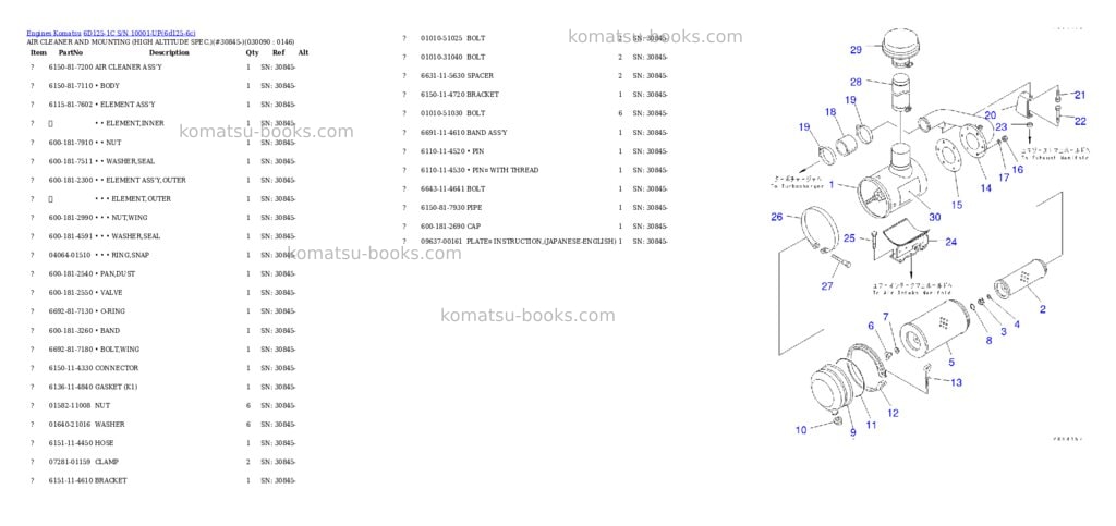 Komatsu 6d125-1c s/n 10001-up Parts catalog cover Page 8 Komatsu 6d125-1c s/n 10001-up Parts catalog cover Page 8