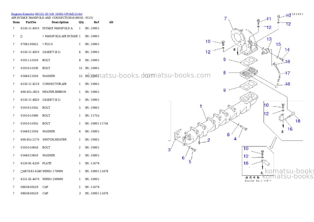 Komatsu 6d125-1d s/n 10001-up Parts catalog cover Page 4 Komatsu 6d125-1d s/n 10001-up Parts catalog cover Page 4