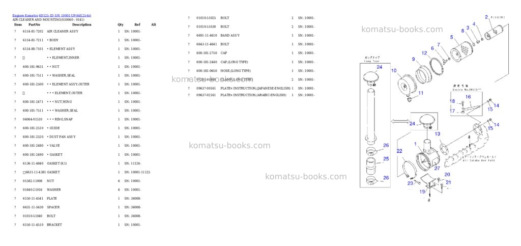 Komatsu 6d125-1d s/n 10001-up Parts catalog cover Page 5 Komatsu 6d125-1d s/n 10001-up Parts catalog cover Page 5