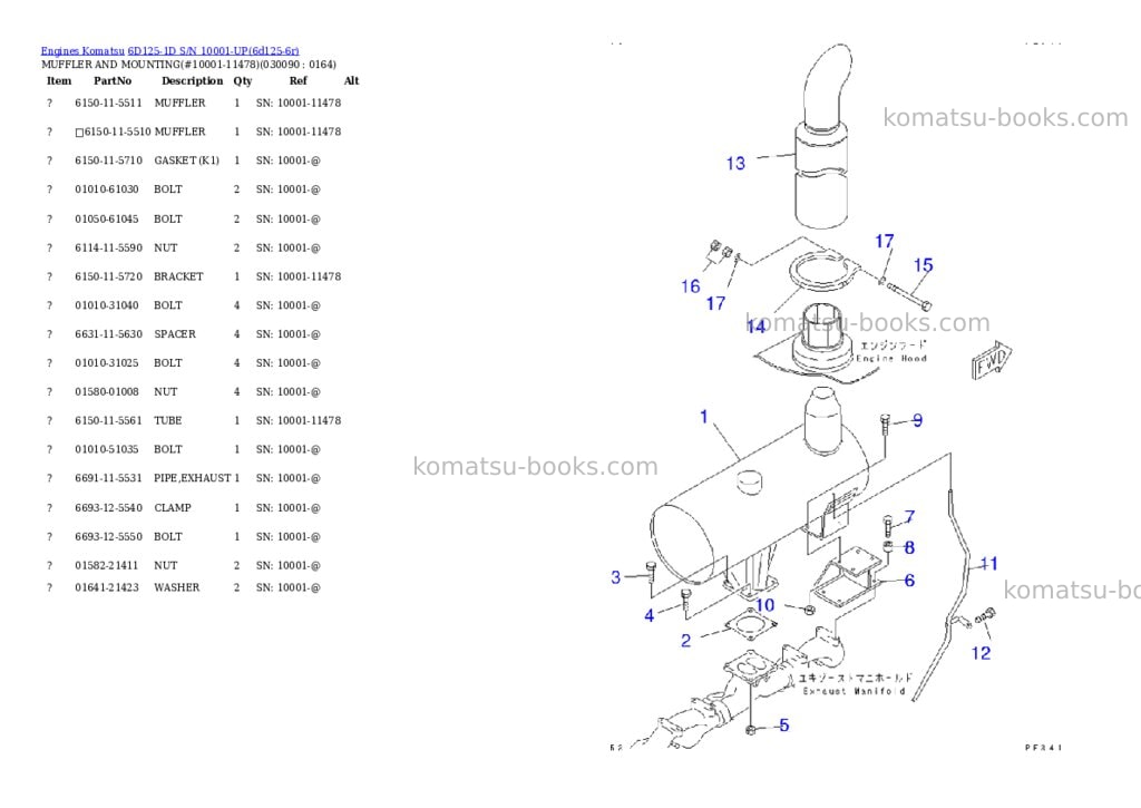 Komatsu 6d125-1d s/n 10001-up Parts catalog cover Page 8 Komatsu 6d125-1d s/n 10001-up Parts catalog cover Page 8
