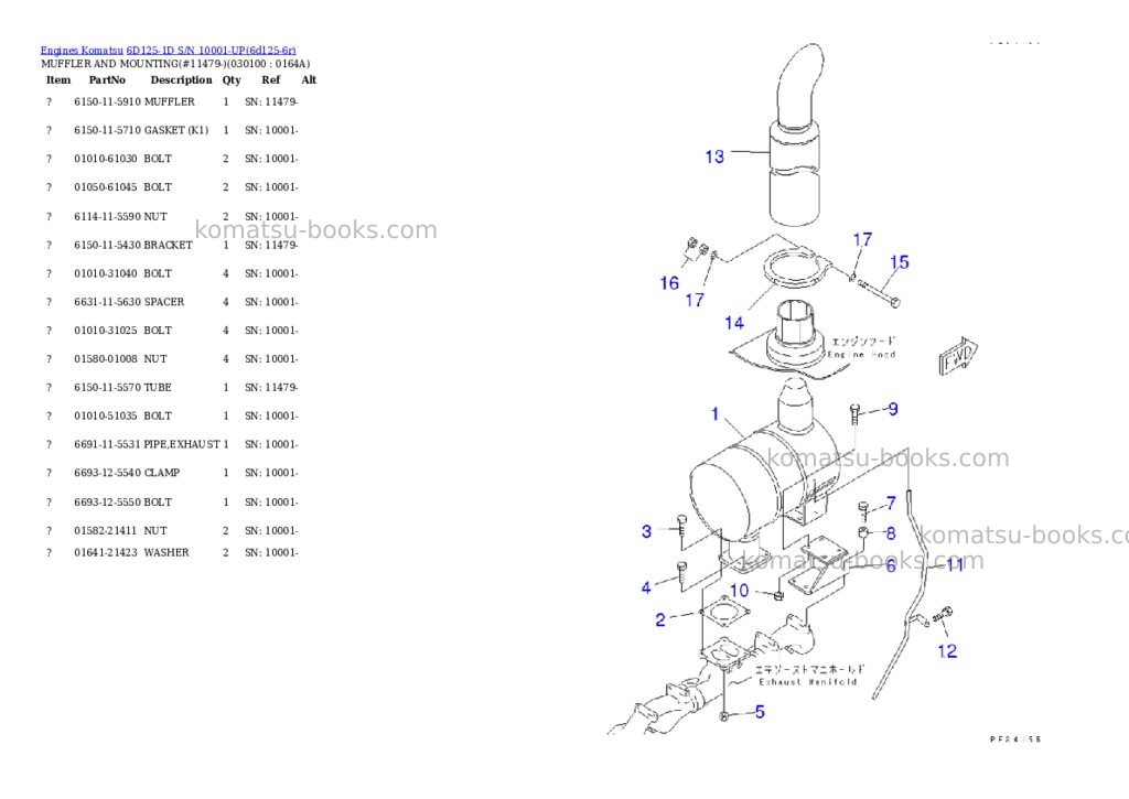 Komatsu 6d125-1d s/n 10001-up Parts catalog cover Page 9 Komatsu 6d125-1d s/n 10001-up Parts catalog cover Page 9