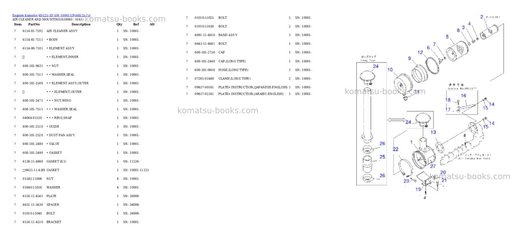 Komatsu 6D125-1D S/N 10001-UP Parts catalog cover Page 5 Komatsu 6D125-1D S/N 10001-UP Parts catalog cover Page 5
