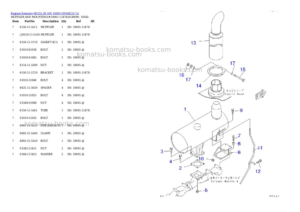 Komatsu 6D125-1D S/N 10001-UP Parts catalog cover Page 8 Komatsu 6D125-1D S/N 10001-UP Parts catalog cover Page 8
