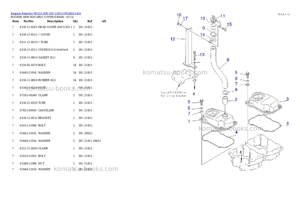 Komatsu 6d125-1dd s/n 21811-up Parts catalog cover Page 3 Komatsu 6d125-1dd s/n 21811-up Parts catalog cover Page 3