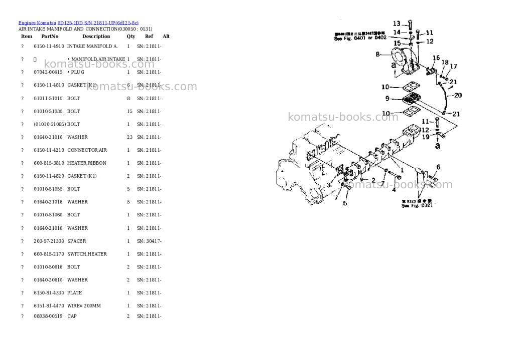 Komatsu 6d125-1dd s/n 21811-up Parts catalog cover Page 4 Komatsu 6d125-1dd s/n 21811-up Parts catalog cover Page 4