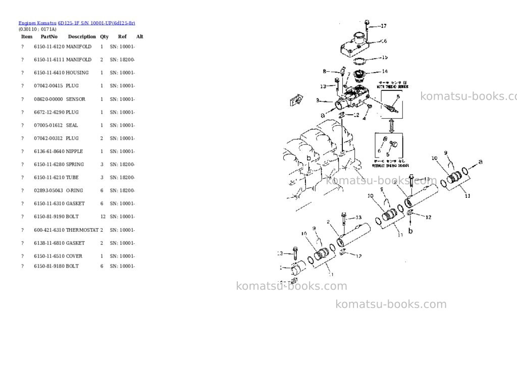 Komatsu 6d125-1f s/n 10001-up Parts catalog cover Page 10 Komatsu 6d125-1f s/n 10001-up Parts catalog cover Page 10