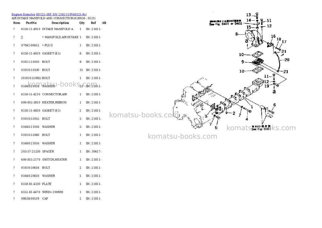 Komatsu 6D125-1EE S/N 21811-UP Parts catalog cover Page 4 Komatsu 6D125-1EE S/N 21811-UP Parts catalog cover Page 4