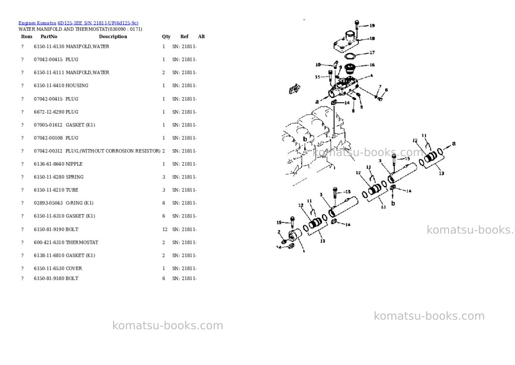 Komatsu 6D125-1EE S/N 21811-UP Parts catalog cover Page 8 Komatsu 6D125-1EE S/N 21811-UP Parts catalog cover Page 8