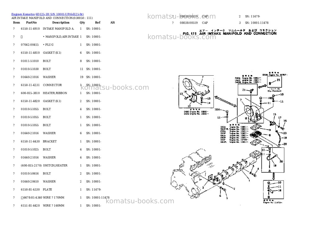 Komatsu 6D125-1H S/N 10001-UP Parts catalog cover Page 4 Komatsu 6D125-1H S/N 10001-UP Parts catalog cover Page 4