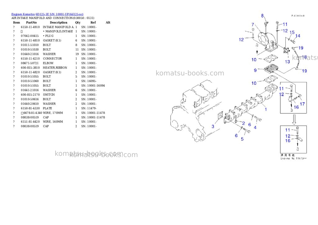 Komatsu 6D125-1E S/N 10001-UP Parts catalog cover Page 4 Komatsu 6D125-1E S/N 10001-UP Parts catalog cover Page 4
