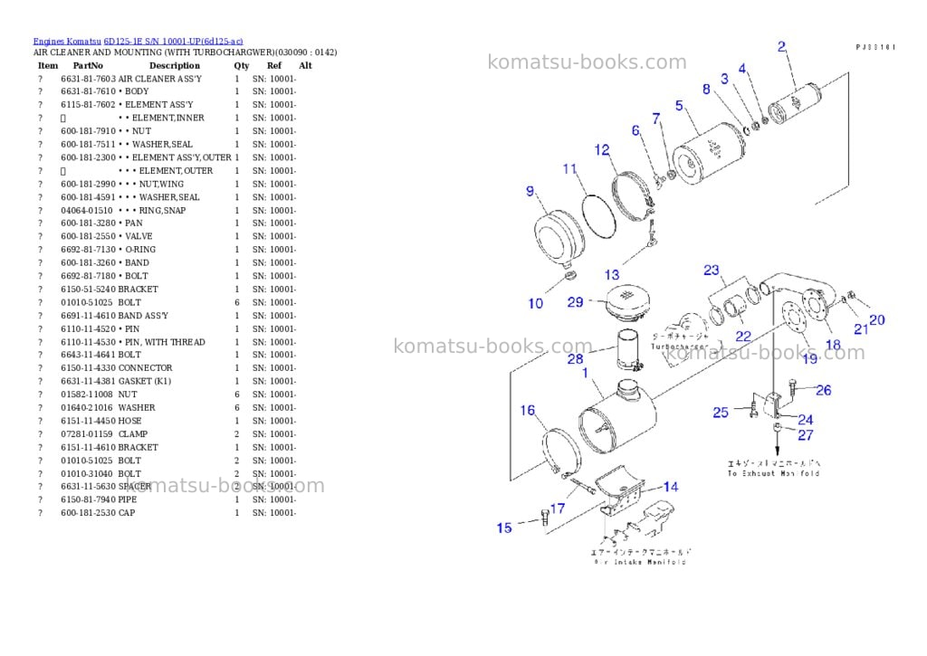 Komatsu 6D125-1E S/N 10001-UP Parts catalog cover Page 8 Komatsu 6D125-1E S/N 10001-UP Parts catalog cover Page 8
