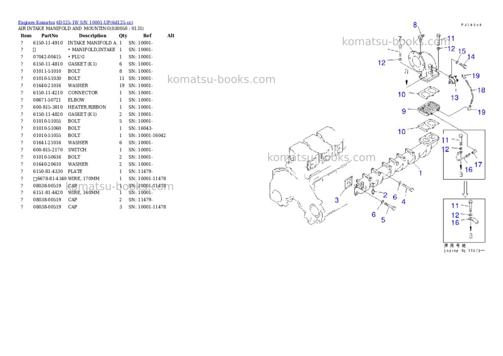 Komatsu 6D125-1W S/N 10001-UP Parts catalog cover Page 4 Komatsu 6D125-1W S/N 10001-UP Parts catalog cover Page 4