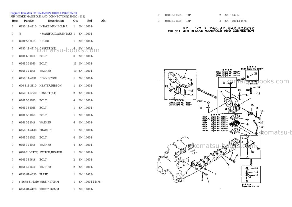 Komatsu 6D125-1M S/N 10001-UP Parts catalog cover Page 4 Komatsu 6D125-1M S/N 10001-UP Parts catalog cover Page 4