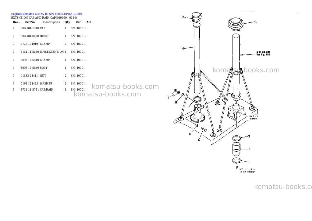 Komatsu 6d125-1g s/n 10001-up Parts catalog cover Page 8 Komatsu 6d125-1g s/n 10001-up Parts catalog cover Page 8