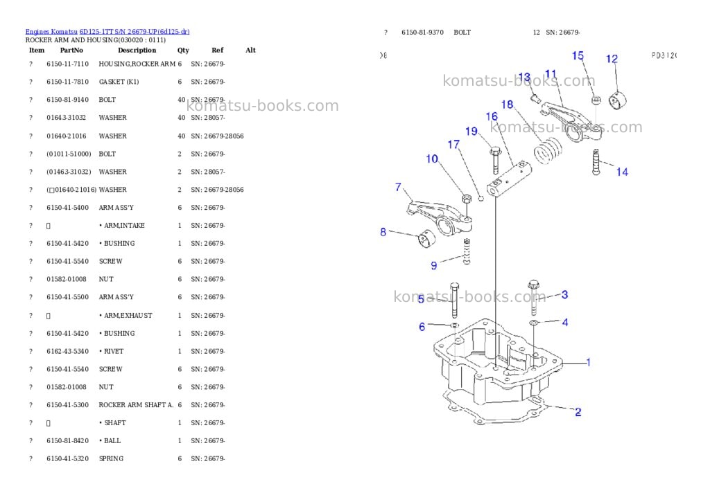 Komatsu 6d125-1tt s/n 26679-up Parts catalog cover Komatsu 6d125-1tt s/n 26679-up Parts catalog cover