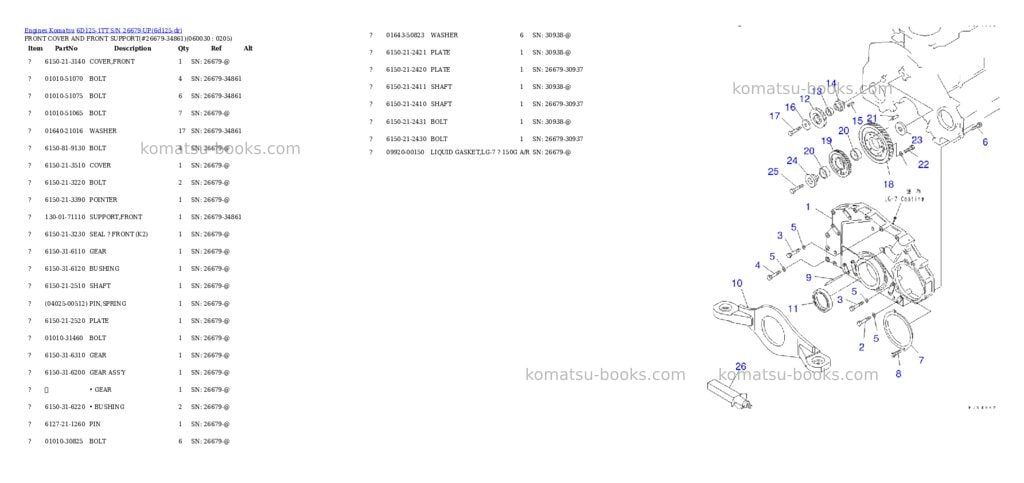Komatsu 6d125-1tt s/n 26679-up Parts catalog cover Page 10 Komatsu 6d125-1tt s/n 26679-up Parts catalog cover Page 10