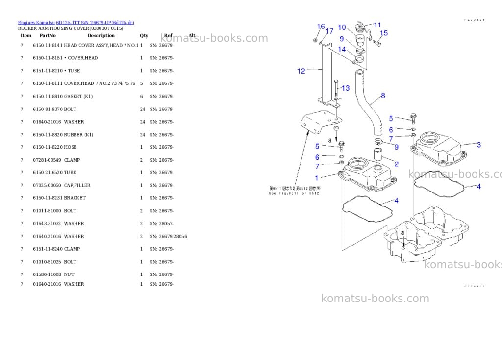 Komatsu 6d125-1tt s/n 26679-up Parts catalog cover Page 2 Komatsu 6d125-1tt s/n 26679-up Parts catalog cover Page 2