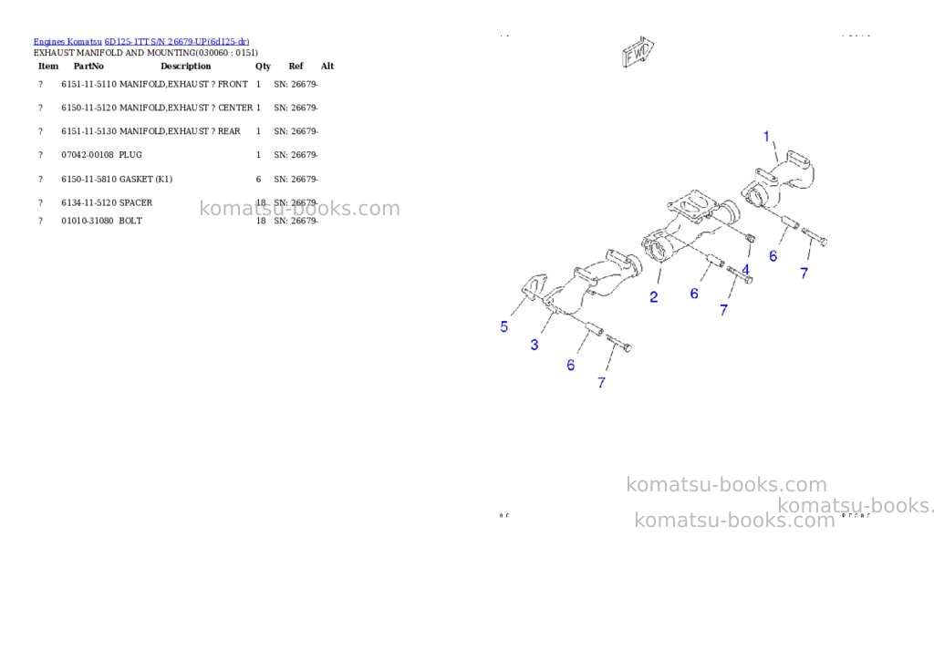 Komatsu 6d125-1tt s/n 26679-up Parts catalog cover Page 5 Komatsu 6d125-1tt s/n 26679-up Parts catalog cover Page 5