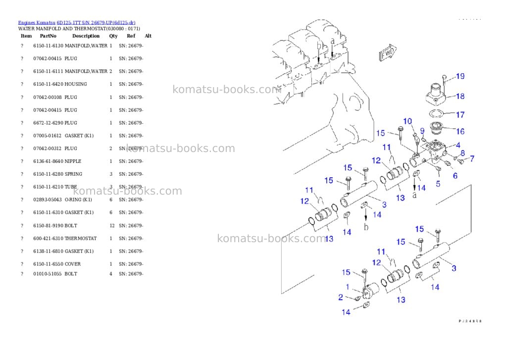 Komatsu 6d125-1tt s/n 26679-up Parts catalog cover Page 7 Komatsu 6d125-1tt s/n 26679-up Parts catalog cover Page 7