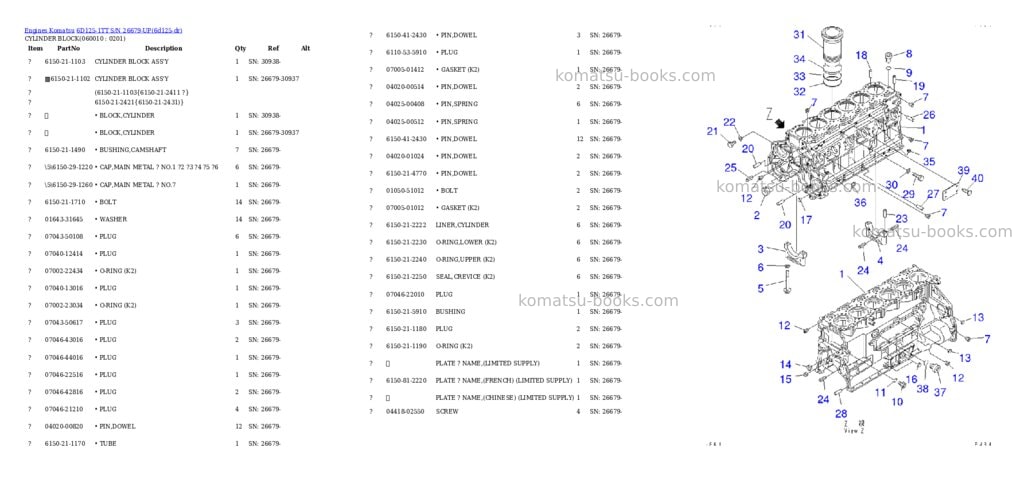 Komatsu 6d125-1tt s/n 26679-up Parts catalog cover Page 8 Komatsu 6d125-1tt s/n 26679-up Parts catalog cover Page 8