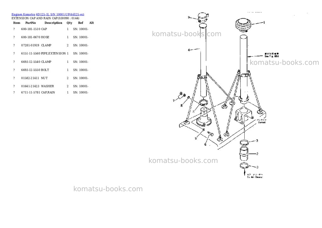 Komatsu 6d125-1l s/n 10001-up Parts catalog cover Page 8 Komatsu 6d125-1l s/n 10001-up Parts catalog cover Page 8
