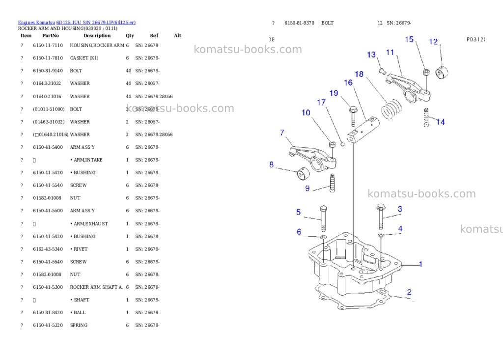 Komatsu 6d125-1uu s/n 26679-up Parts catalog cover Komatsu 6d125-1uu s/n 26679-up Parts catalog cover