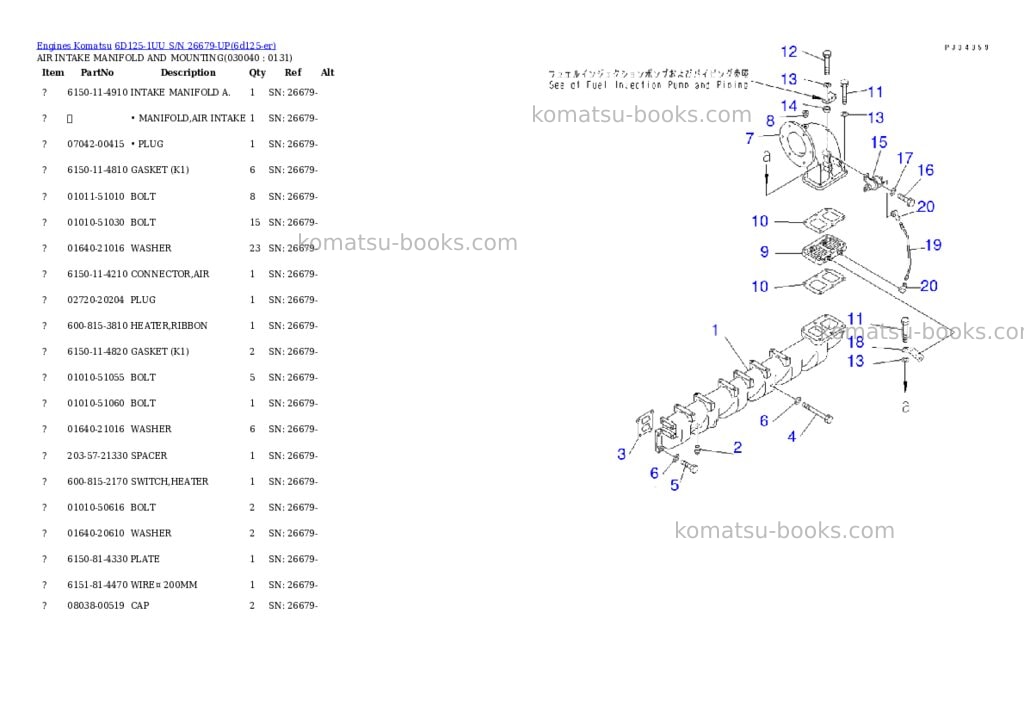 Komatsu 6d125-1uu s/n 26679-up Parts catalog cover Page 3 Komatsu 6d125-1uu s/n 26679-up Parts catalog cover Page 3