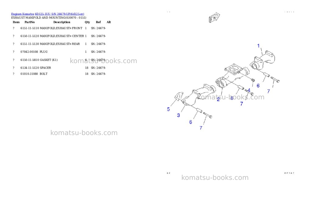 Komatsu 6d125-1uu s/n 26679-up Parts catalog cover Page 6 Komatsu 6d125-1uu s/n 26679-up Parts catalog cover Page 6