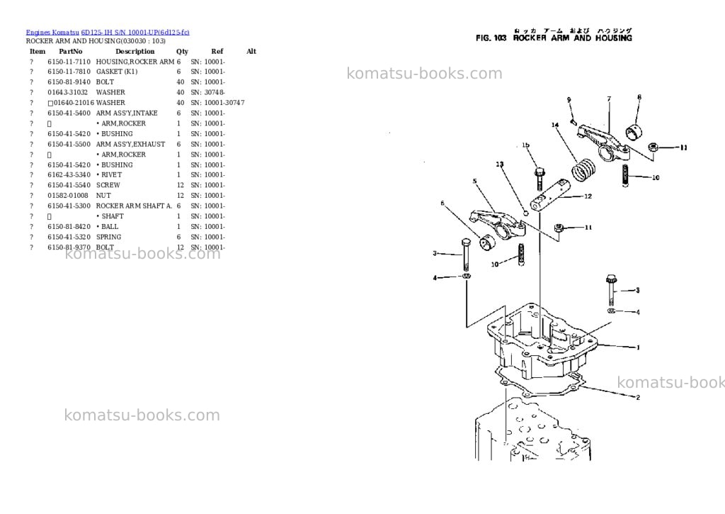 Komatsu 6d125-1h s/n 10001-up Parts catalog cover Page 2 Komatsu 6d125-1h s/n 10001-up Parts catalog cover Page 2