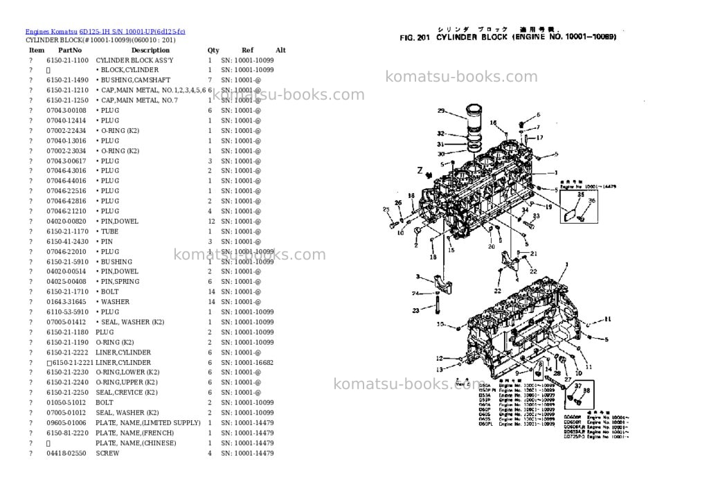 Komatsu 6d125-1h s/n 10001-up Parts catalog cover Page 9 Komatsu 6d125-1h s/n 10001-up Parts catalog cover Page 9