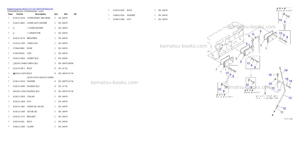 Komatsu 6d125-1vv s/n 26679-up Parts catalog cover Komatsu 6d125-1vv s/n 26679-up Parts catalog cover
