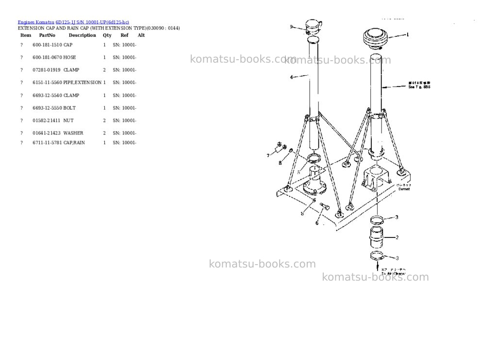 Komatsu 6d125-1j s/n 10001-up Parts catalog cover Page 8 Komatsu 6d125-1j s/n 10001-up Parts catalog cover Page 8