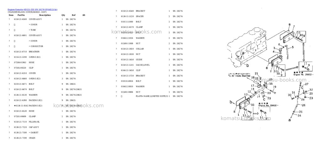 Komatsu 6D125-1XX S/N 26276-UP Parts catalog cover Page 10