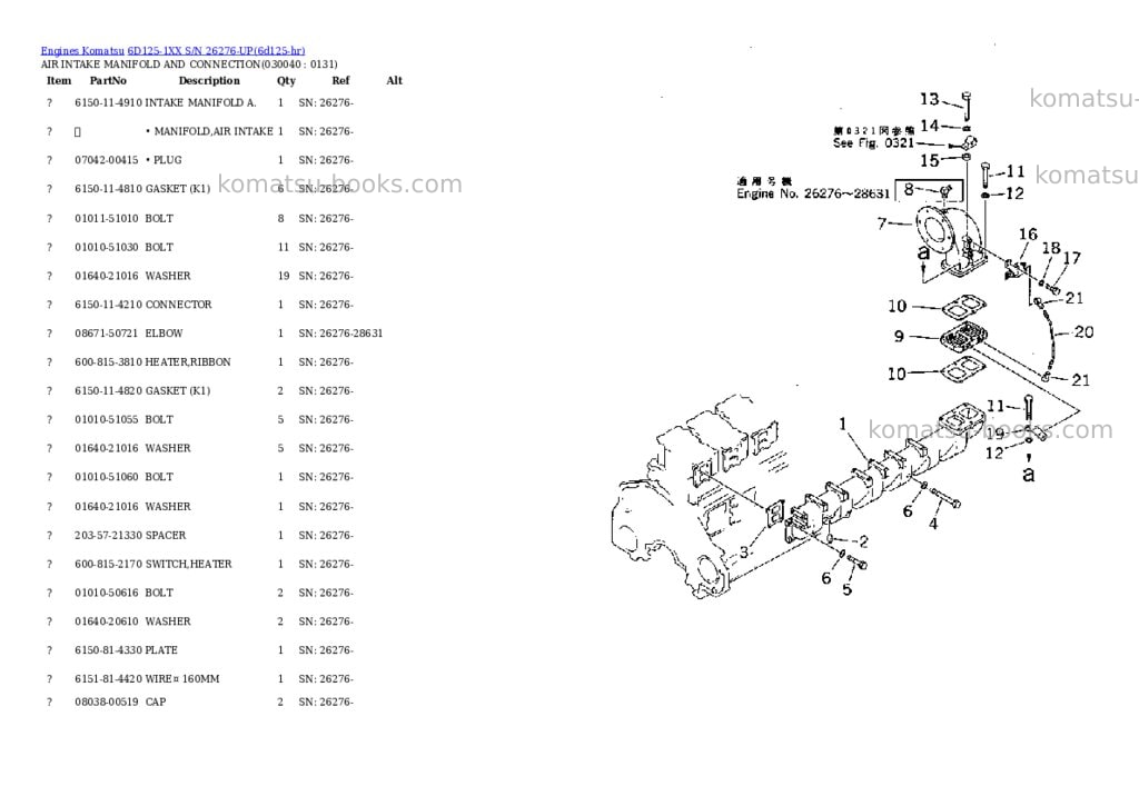 Komatsu 6D125-1XX S/N 26276-UP Parts catalog cover Page 3