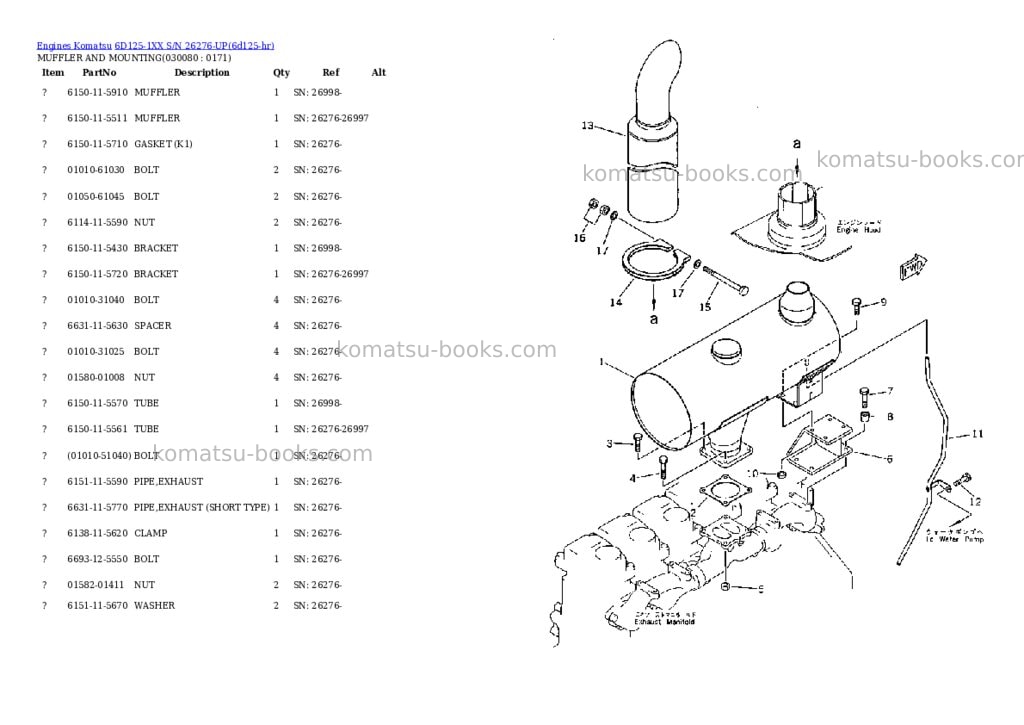 Komatsu 6D125-1XX S/N 26276-UP Parts catalog cover Page 7