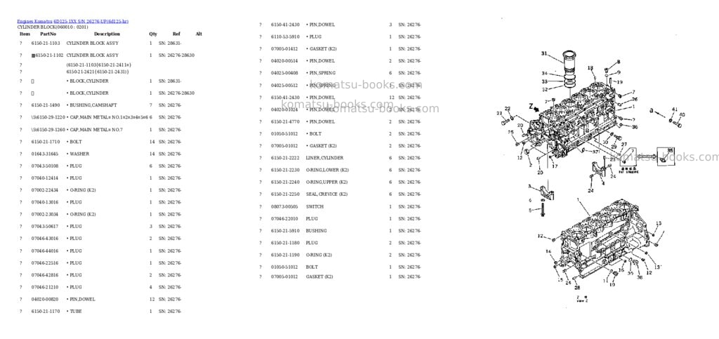 Komatsu 6D125-1XX S/N 26276-UP Parts catalog cover Page 9