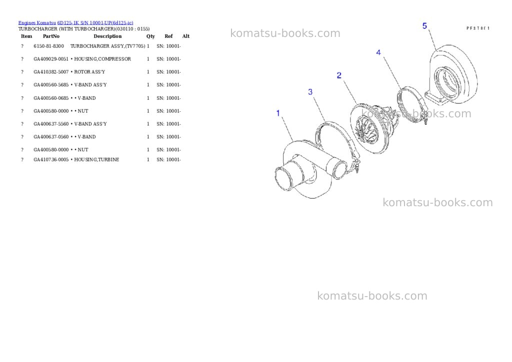 Komatsu 6d125-1k s/n 10001-up Parts catalog cover Page 10 Komatsu 6d125-1k s/n 10001-up Parts catalog cover Page 10