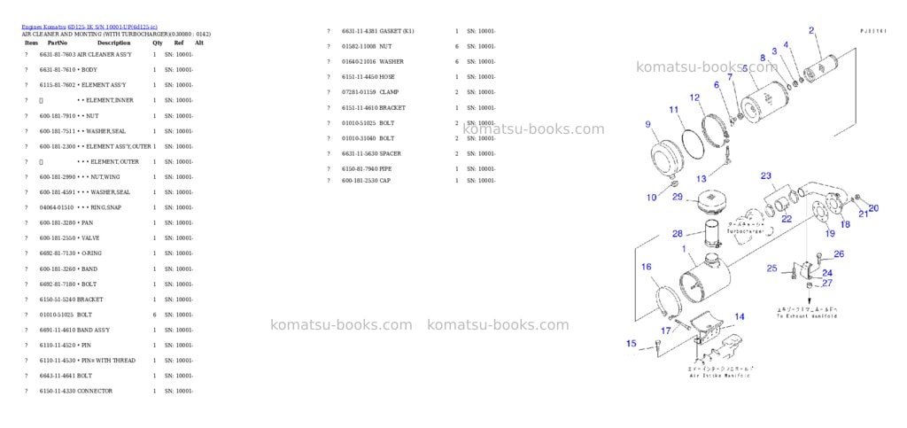 Komatsu 6d125-1k s/n 10001-up Parts catalog cover Page 7 Komatsu 6d125-1k s/n 10001-up Parts catalog cover Page 7