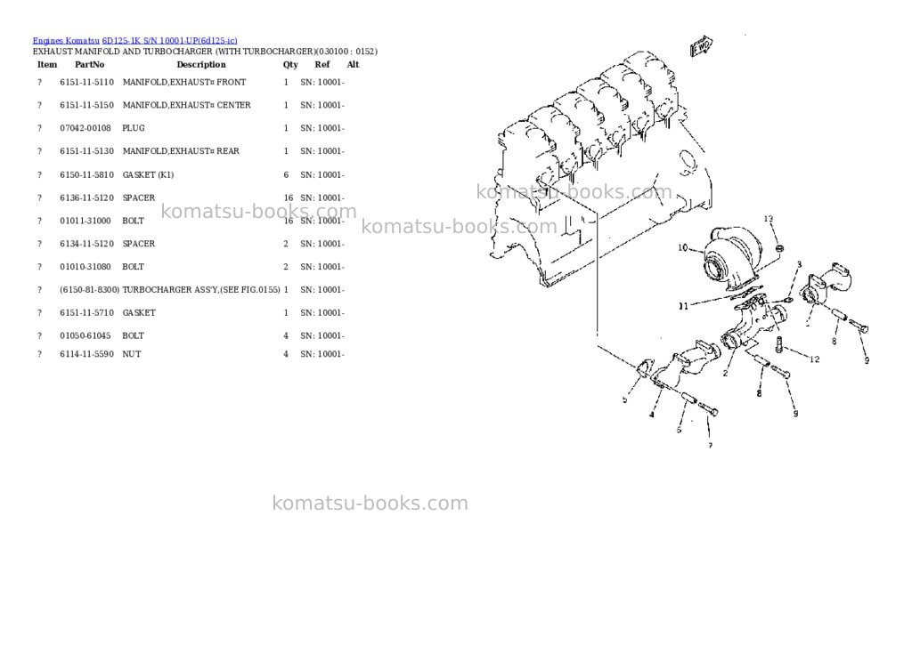 Komatsu 6d125-1k s/n 10001-up Parts catalog cover Page 9 Komatsu 6d125-1k s/n 10001-up Parts catalog cover Page 9