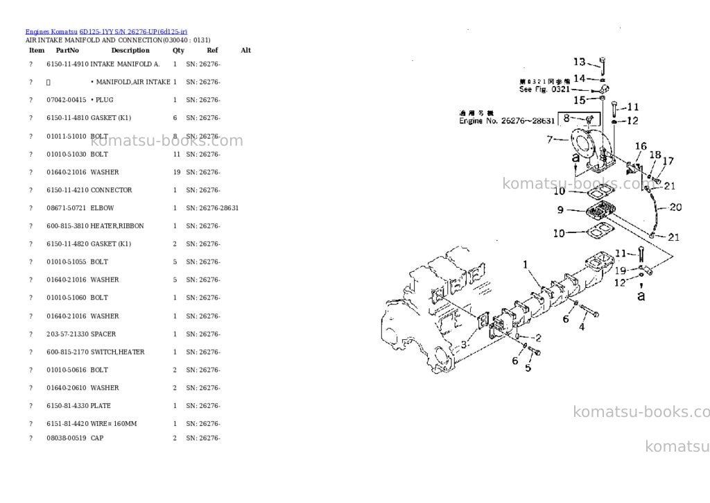 Komatsu 6d125-1yy s/n 26276-up Parts catalog cover Page 3 Komatsu 6d125-1yy s/n 26276-up Parts catalog cover Page 3