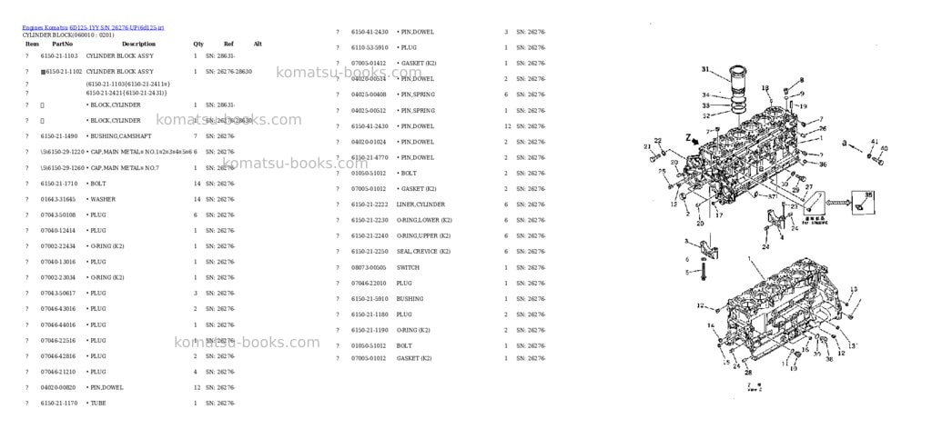 Komatsu 6d125-1yy s/n 26276-up Parts catalog cover Page 9 Komatsu 6d125-1yy s/n 26276-up Parts catalog cover Page 9