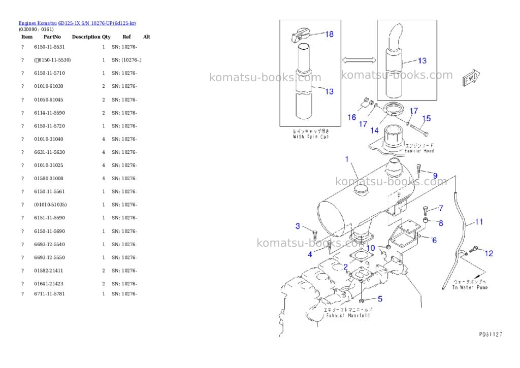 Komatsu 6D125-1X S/N 10276-UP Parts catalog cover Page 8 Komatsu 6D125-1X S/N 10276-UP Parts catalog cover Page 8