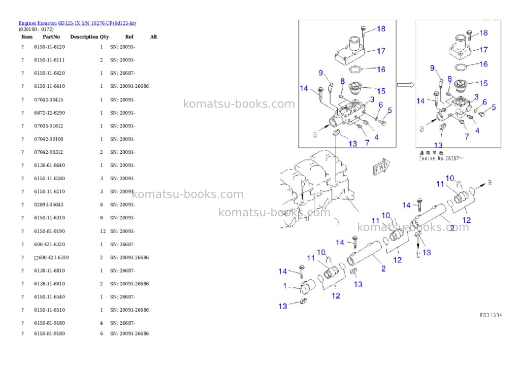 Komatsu 6D125-1X S/N 10276-UP Parts catalog cover Page 9 Komatsu 6D125-1X S/N 10276-UP Parts catalog cover Page 9