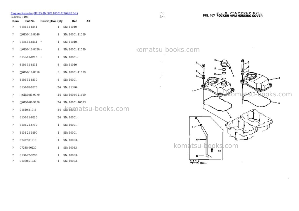 Komatsu 6d125-1n s/n 10001-up Parts catalog cover Page 3 Komatsu 6d125-1n s/n 10001-up Parts catalog cover Page 3