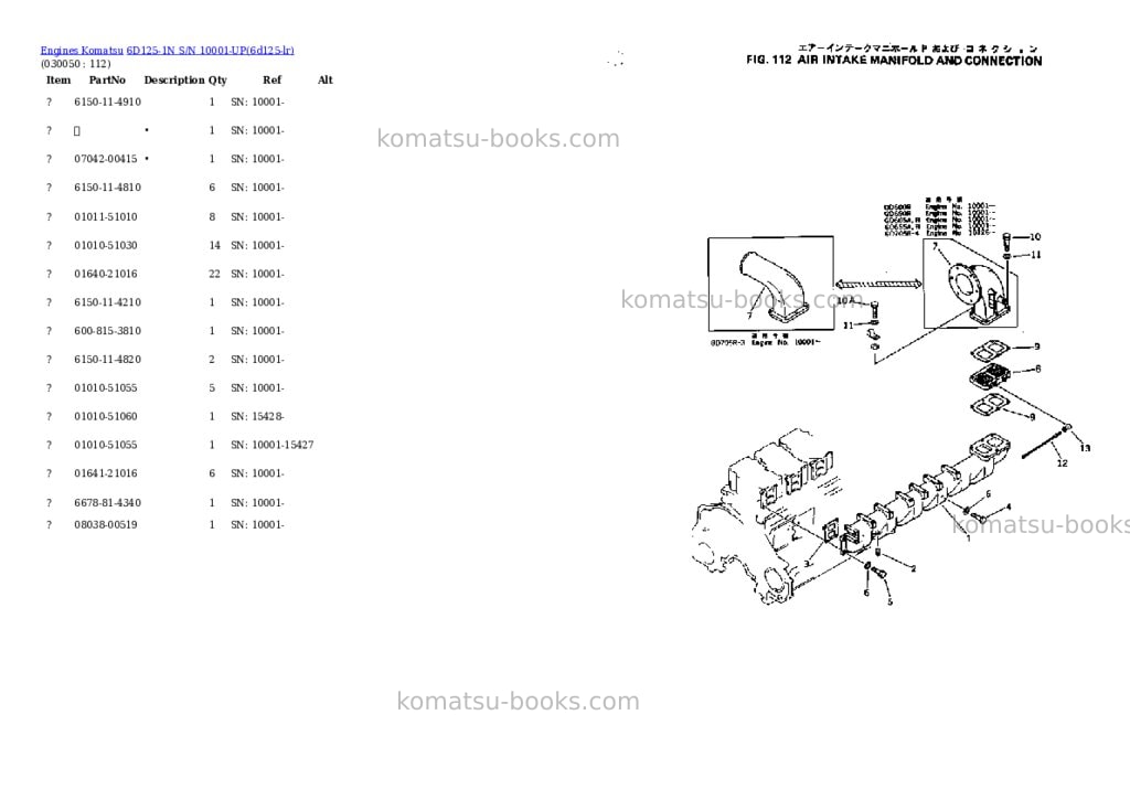 Komatsu 6d125-1n s/n 10001-up Parts catalog cover Page 4 Komatsu 6d125-1n s/n 10001-up Parts catalog cover Page 4