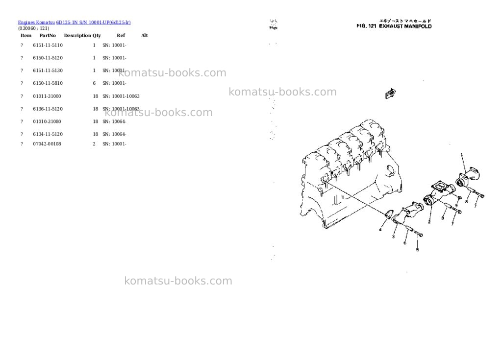 Komatsu 6d125-1n s/n 10001-up Parts catalog cover Page 5 Komatsu 6d125-1n s/n 10001-up Parts catalog cover Page 5