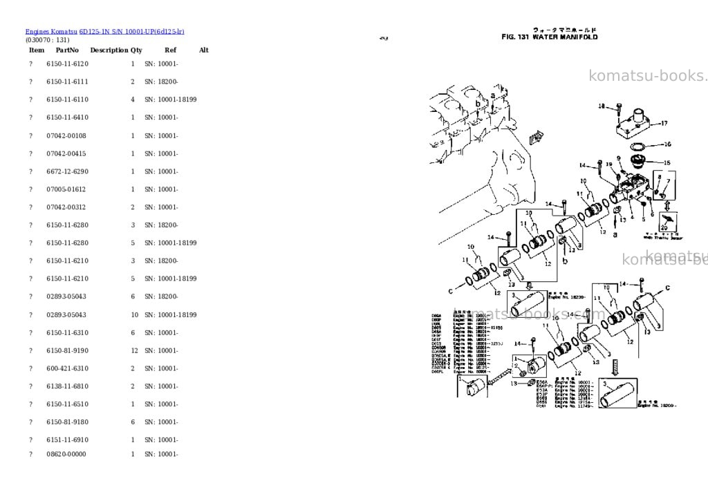 Komatsu 6d125-1n s/n 10001-up Parts catalog cover Page 6 Komatsu 6d125-1n s/n 10001-up Parts catalog cover Page 6