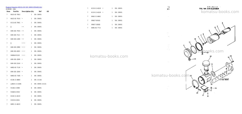 Komatsu 6d125-1n s/n 10001-up Parts catalog cover Page 7 Komatsu 6d125-1n s/n 10001-up Parts catalog cover Page 7